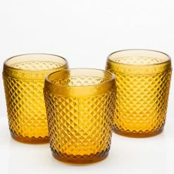 Richland Diamond Candle Holder Amber Set Of 6