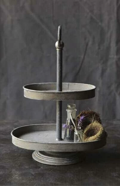 Richland Bowls & Trays 2-Tier Antiqued Gold Pedestal Tray 15x12 1 Richland Bowls & Trays 2-Tier Antiqued Gold Pedestal Tray 15x12