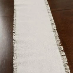 Richland Weddings Fringed Edge Linen Table Runner & Chair Sash 108in