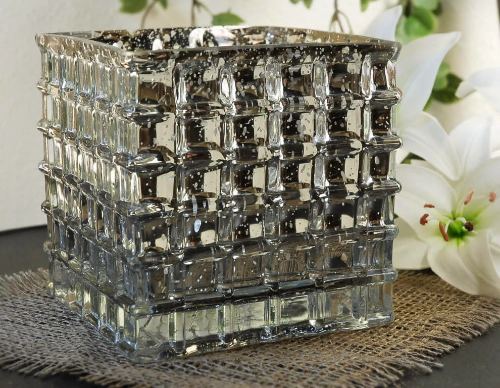 Richland Shop By Event Silver Mercury Glass 6" Cube Vase & Candle Holder 2 Richland Shop By Event Silver Mercury Glass 6" Cube Vase & Candle Holder