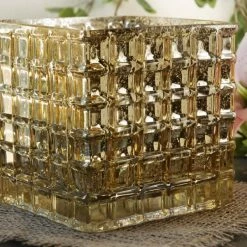 Richland Gold Mercury Glass Cube Vase 6in