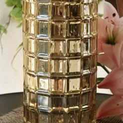 Richland Weddings Mercury Glass Vase Gold 10in