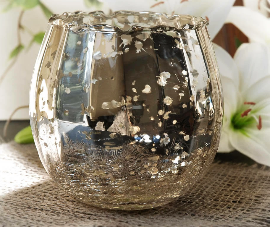 Richland Mercury Glass Candle Holder & Bowl 4x5 2 Richland Mercury Glass Candle Holder & Bowl 4x5