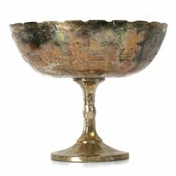 Richland Anniversary Mercury Glass Compote Burnt Gold 8" X 7"