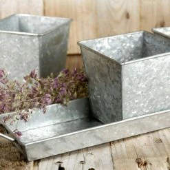 Richland Shop By Event Galvanized 3 Herb Pots & Tray 14in 5 Richland Shop By Event Galvanized 3 Herb Pots & Tray 14in