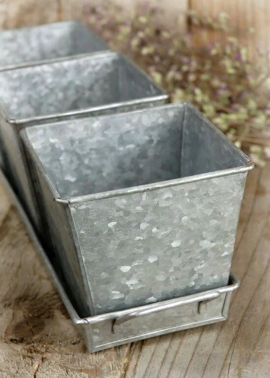 Richland Shop By Event Galvanized 3 Herb Pots & Tray 14in 1 Richland Shop By Event Galvanized 3 Herb Pots & Tray 14in