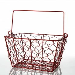 Save-On-Crafts Red Wire Basket With Handle