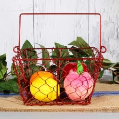 Save-On-Crafts Red Wire Basket With Handle