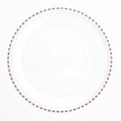 Richland 13" Rose Gold Beaded Glass Charger Plate Set Of 12