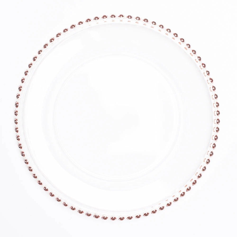 Richland 13" Rose Gold Beaded Glass Charger Plate Set Of 12 1 Richland 13" Rose Gold Beaded Glass Charger Plate Set Of 12