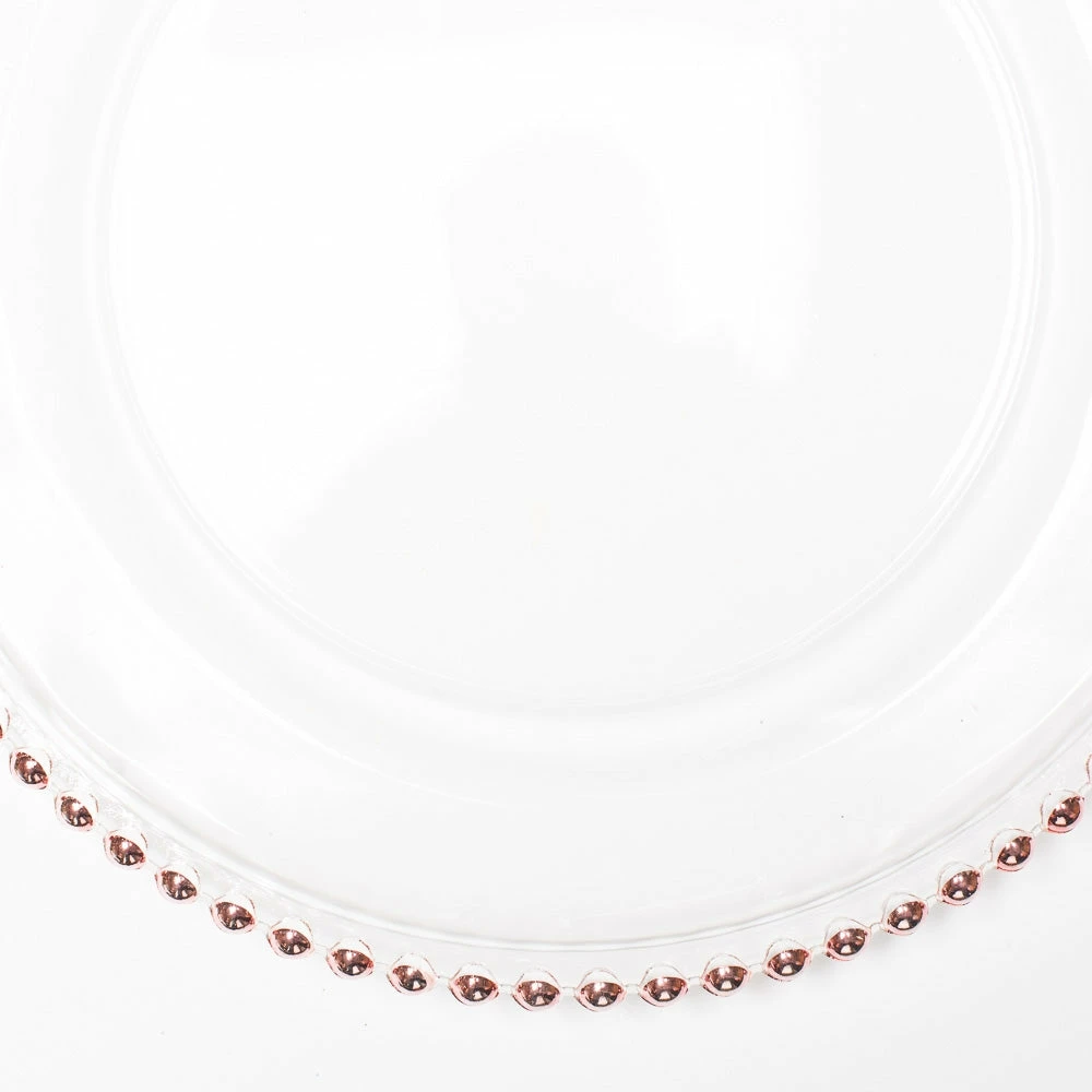 Richland 13" Rose Gold Beaded Glass Charger Plate Set Of 12 3 Richland 13" Rose Gold Beaded Glass Charger Plate Set Of 12