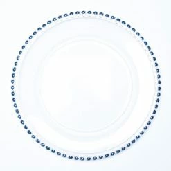 Richland 13" Blue Beaded Glass Charger Plate Weddings