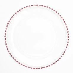 Richland 13" Red Beaded Glass Charger Plate Set Of 12