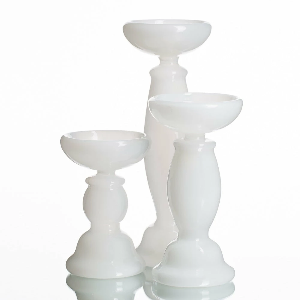 Richland White Glass Pillar Candle Holder 11.5" 3 Richland White Glass Pillar Candle Holder 11.5"