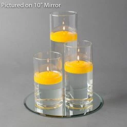 Eastland Round Mirror And Cylinder Vase Centerpiece With Richland 3" Floating Candles Set Of 84 21 Eastland Round Mirror And Cylinder Vase Centerpiece With Richland 3