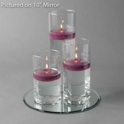 Eastland Round Mirror And Cylinder Vase Centerpiece With Richland 3" Floating Candles Set Of 84 22 Eastland Round Mirror And Cylinder Vase Centerpiece With Richland 3