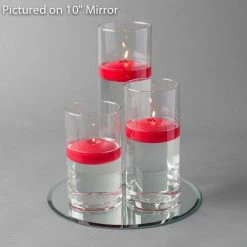 Eastland Round Mirror And Cylinder Vase Centerpiece With Richland 3" Floating Candles Set Of 84 24 Eastland Round Mirror And Cylinder Vase Centerpiece With Richland 3