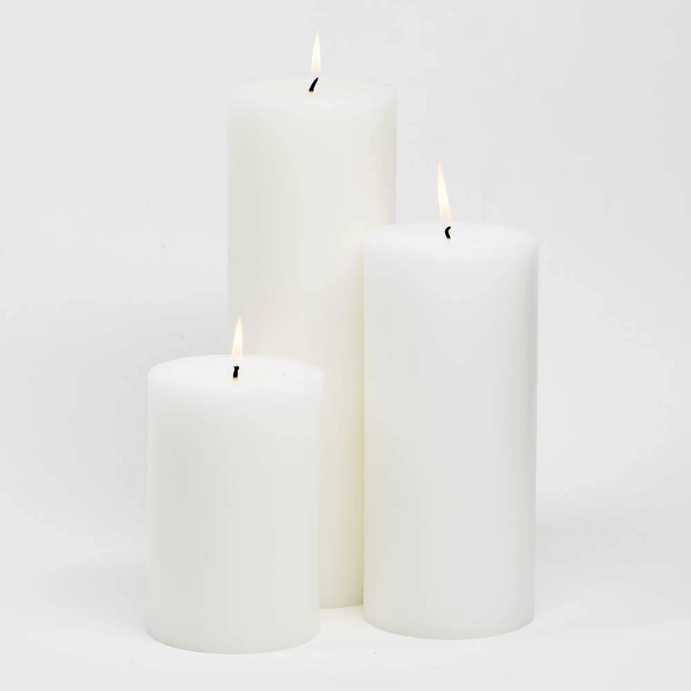 Shop By Event Richland Pillar Candles 4"x6", 4"x9" & 4"x12" White Set Of 3 1 Shop By Event Richland Pillar Candles 4"x6", 4"x9" & 4"x12" White Set Of 3