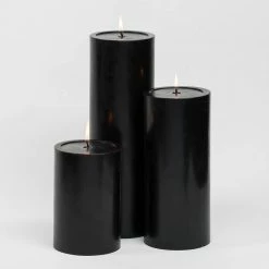 Richland Pillar Candles 4"x6", 4"x9" & 4"x12" Black Set Of 3
