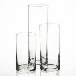 Richland Cylinder Vases Eastland Cylinder Pillar Candle Holders 6" , 7.5" & 10.5" Set Of 3