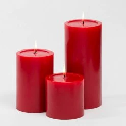 Shop By Event Richland Pillar Candles 4"x4", 4"x6" & 4"x9" Red Set Of 3