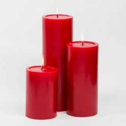 Shop By Event Richland Pillar Candles 4"x6", 4"x9" & 4"x12" Red Set Of 3