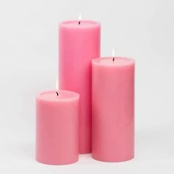 Shop By Event Richland Pillar Candles 4"x6", 4"x9" & 4"x12" Pink Set Of 3