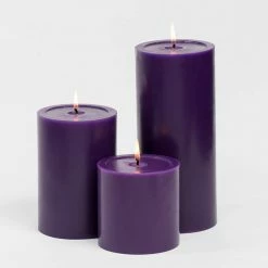 Richland Pillar Candles 4 X4", 4"x6" & 4"x9 Purple Set Of 3 Shop By Event