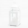Richland White Contemporary Metal Lantern With Clear Glasses - Small