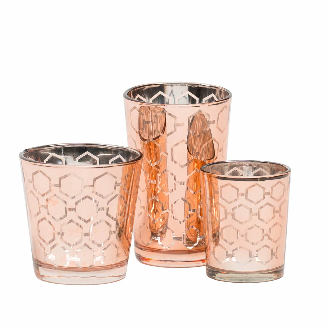 Richland Rose Gold Hexagonal Glass Holder - Small Set Of 72 Shop By Event 2 Richland Rose Gold Hexagonal Glass Holder - Small Set Of 72 Shop By Event