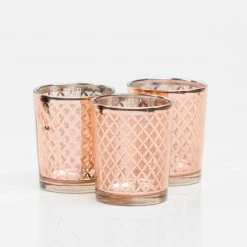 Richland Rose Gold Lattice Glass Holder - Small Set Of 12