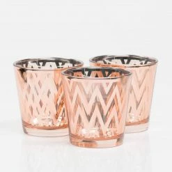 Shop By Event Richland Rose Gold Chevron Glass Holder - Medium Set Of 6