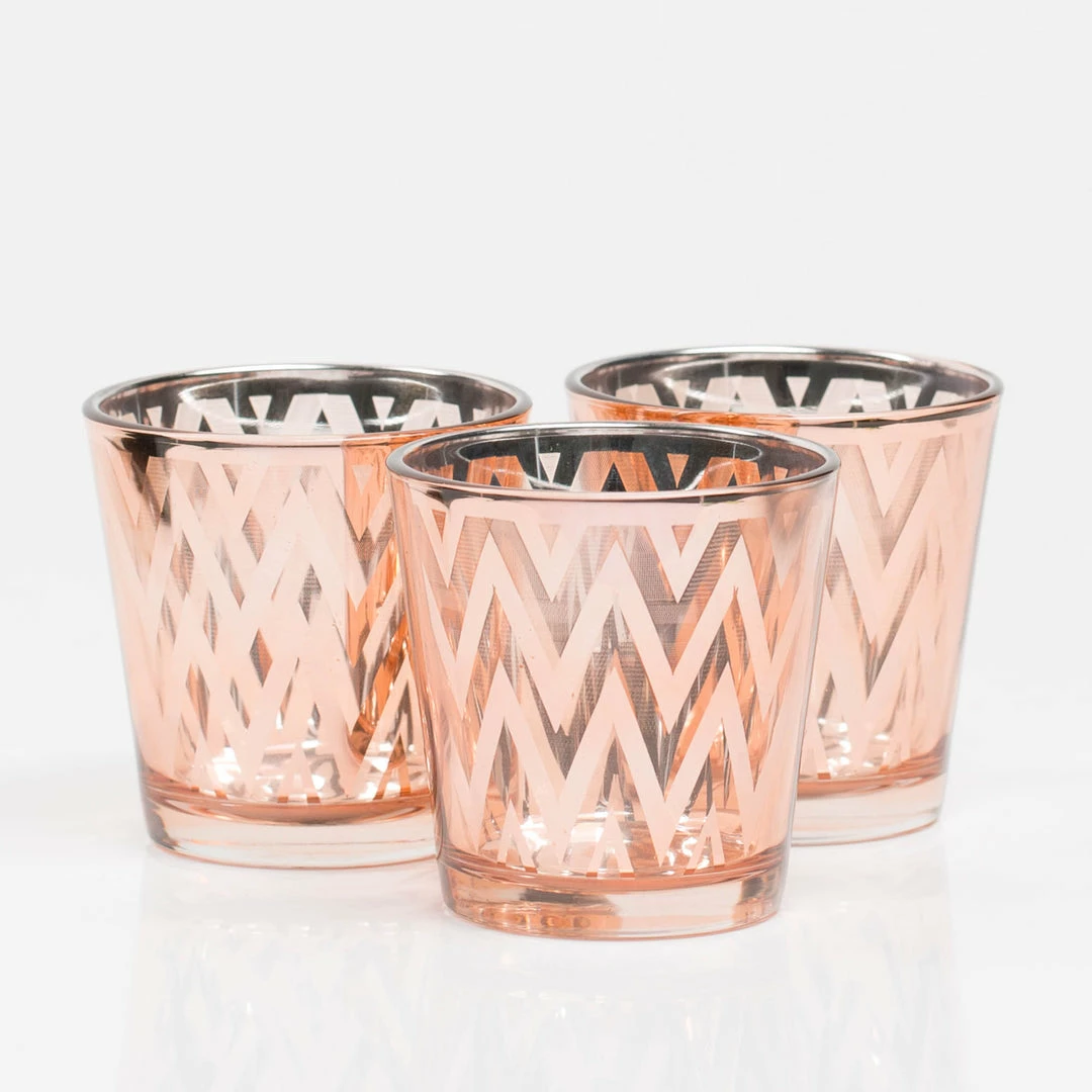 Richland Rose Gold Chevron Glass Holder - Medium Set Of 48 1 Richland Rose Gold Chevron Glass Holder - Medium Set Of 48