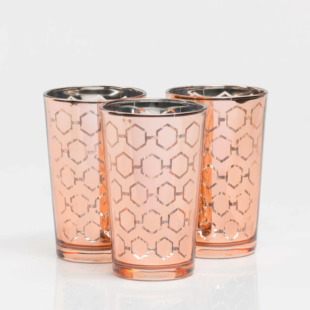 Richland Rose Gold Hexagonal Glass Holder - Large Set Of 48 Shop By Event 1 Richland Rose Gold Hexagonal Glass Holder - Large Set Of 48 Shop By Event