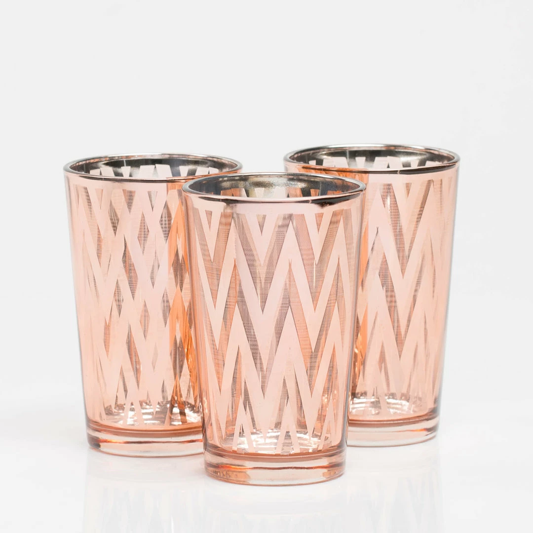 Richland Rose Gold Chevron Glass Holder - Large Set Of 6 Shop By Event 1 Richland Rose Gold Chevron Glass Holder - Large Set Of 6 Shop By Event