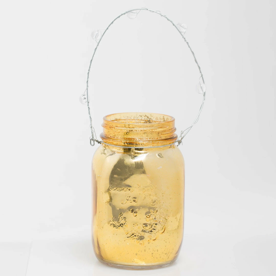 Richland Small Mercury Hanging Mason Jar With Clear Bead Handle - Amber Gold Set Of 36 Weddings 1 Richland Small Mercury Hanging Mason Jar With Clear Bead Handle - Amber Gold Set Of 36 Weddings