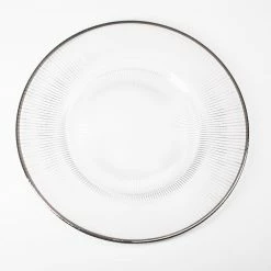Weddings Richland 13" Silver Rim Glass Charger Plate