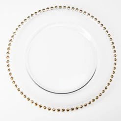 Richland 13" Gold Beaded Glass Charger Plate Set Of 12 Weddings