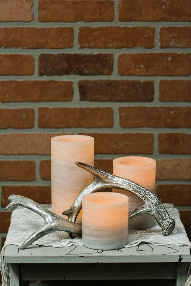 Flameless Candles Richland Flameless LED Pillar Candle Marble 4" X 6" 2 Flameless Candles Richland Flameless LED Pillar Candle Marble 4" X 6"