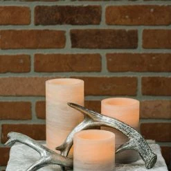 Flameless Candles Richland Flameless LED Pillar Candle Marble 4" X 8"