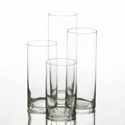 Richland Weddings Eastland Cylinder Vases 6" , 7.5", 9" & 10.5" Set Of 4