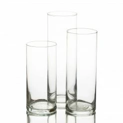 Richland Eastland Cylinder Floating Candle Holders 7.5" , 9" & 10.5" Set Of 3