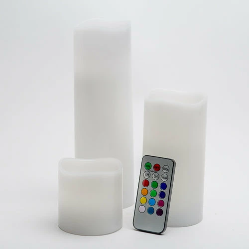 Seasonal Parties Richland Flameless LED Remote Control Wavy Top Pillar Candle White 3"x3", 3"x6", 3"x9" Set Of 18 2 Seasonal Parties Richland Flameless LED Remote Control Wavy Top Pillar Candle White 3"x3", 3"x6", 3"x9" Set Of 18