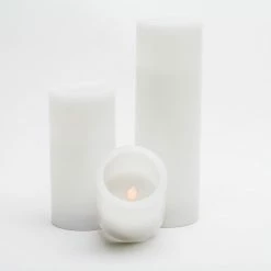 Richland Flameless LED Pillar Candles 3"x3", 3"x6" & 3"x9" White Set Of 18