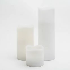 Richland Flameless LED Wavy Top Pillar Candles 3"x3", 3"x6" & 3"x9" White Set Of 18
