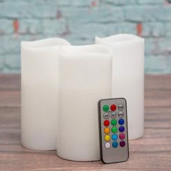 Richland Flameless LED Remote Control Wavy Top Pillar Candle White 3"x6" Set Of 24