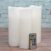 Seasonal Parties Richland Flameless LED Remote Control Wavy Top Pillar Candle White 3"x9" Set Of 3