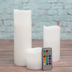 Seasonal Parties Richland Flameless LED Remote Control Wavy Top Pillar Candle White 3