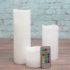 Seasonal Parties Richland Flameless LED Remote Control Wavy Top Pillar Candle White 3"x3", 3"x6", 3"x9" Set Of 3