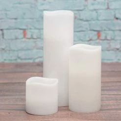 Seasonal Parties Richland Flameless LED Wavy Top Pillar Candle White 3"x3"